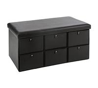 Grand pouf à tiroirs simili noir