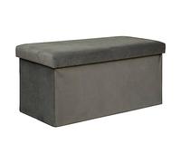 Atmosphera - Pouf Pliant Double Lilou en Velours 76x38cm Gris