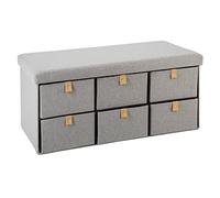 Atmosphera – Pouf pliable grand 6 tiroirs gris