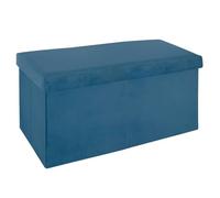 Atmosphera - Pouf Pliant Double Tess Bleu en Velours