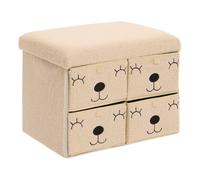 Atmosphera - Pouf Pliant Enfant ezzio Beige 4 tirroirs 39x38x50 cm