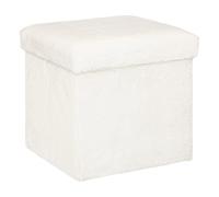 Atmosphera - Pouf Pliant Ezzio - Bois - Blanc