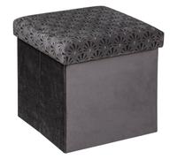 Atmosphera - Pouf Pliant Liam Gris Galet en Velours