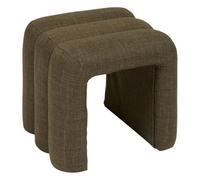 Atmosphera - Pouf Sisco - Assise Design Moderne en Arches - Pouf Rond Confortable en Tissu Couleur Kaki - Structure Bois Robuste - 43x42 cm