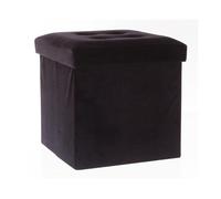 Atmosphera - Pouf Velour Leandre - Pliant - Noir Noir G