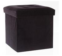 - Pouf Velour Leandre - Pliant - Noir - LYSANDRE