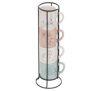 Atmosphera - Rack 4 mugs visage l8,8xp7,2xh25,5cm
