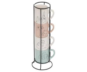Atmosphera - Rack 4 mugs visage l8,8xp7,2xh25,5cm