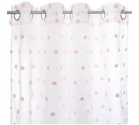 Atmosphera – Rideau Lilo Pompoms – Blanc à pompons roses – 140 x 240 cm