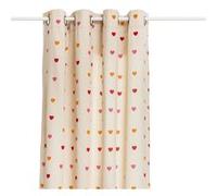 Atmosphera - Rideau imprimé cœur en coton recyclé - 140 x 260 cm - Beige Beige G
