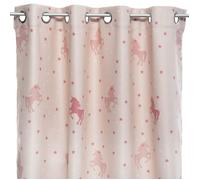 Atmosphera - Rideau occultant imprimé licorne - 140 x 250 cm - Rose