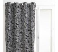 Atmosphera - Rideau tissage jacquard Folha 140 x 260 cm - Noir et Blanc - Folha Noir G