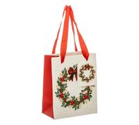 Atmosphera - Sac cadeau imprimé couronne de noël dream taille mini rouge et blanc