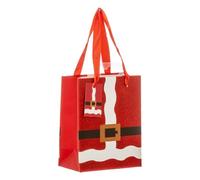 Atmosphera - Sac cadeau imprimé taille mini tenue de père noël paillettes rouge