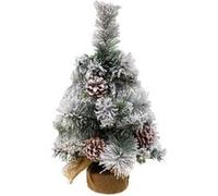 - Sapin de Noël artificiel floqué Minnesota - H. 50 cm - Blanc et vert - MINNESOTA