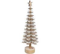 Atmosphera - Sapin de Noël Flocon en bois - H. 40 cm Beige G