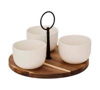 Atmosphera - Service apéritif elegance 4 pièce(s) blanc d19,5xp7cm