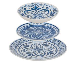 Atmosphera - Service de table manon 12 pièce(s) bleu l26,5xp2,4xh26,5cm