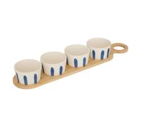 Atmosphera - Set apéritif oceania plateau bambou et 4 coupelles rayées