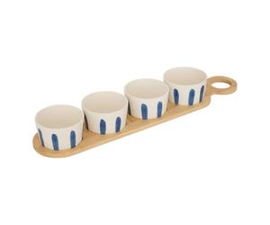 Atmosphera - Set apéritif oceania plateau bambou et 4 coupelles rayées