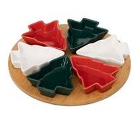 Set Apéritif Sapin 6 Pièces Et Plateau En Bambou