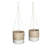 Atmosphera - Lot de 2 cache-pots Etnik roseau blanc D12/15 cm