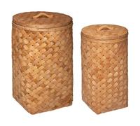 Atmosphera - Set de 2 Paniers à Linge avec Couvercle en Bois Clair