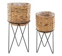 Atmosphera - Cache-pots sur pied Hya - Lot de 2 54 cm Naturel Beige