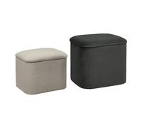 Atmosphera - Set de 2 poufs Dani en Velours L37,5/41,5cm Gris