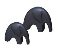 Atmosphera - Set de 2 satuettes éléphants - céramique - Noir - H15-5 cm