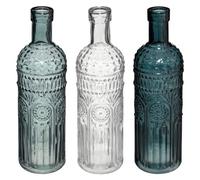 Atmosphera - Set de 3 Bouteilles Folk - Verre - Bleu