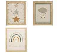 Atmosphera for Kids - Lot de 3 Cadres Photos Bébé 40cm Beige & Blanc