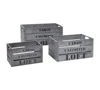 Lot De 3 Caisses Cagettes Silver Cargo Atmosphera