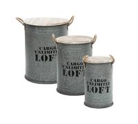 Atmosphera - Set de 3 coffres Gris Loft en métal
