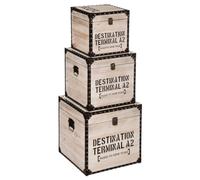 Paris Prix – 3 malles carrées Atmosphera Factory – design bois – Marron