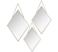 Atmosphera - Set de 3 miroirs Losange - métal - doré