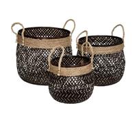 Atmosphera - Set de 3 paniers à anses ajourés Corde - Bambou - Brun