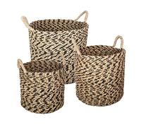 Atmosphera - Set de 3 paniers à anses Ronds Etnik - Roseau tressé
