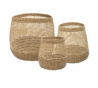 Atmosphera - Set de 3 paniers Ronds ajourés - Roseau