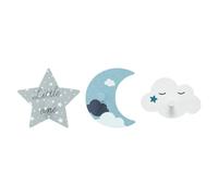 Atmosphera Kids - Lot de 3 patères pour enfant en MDF - Bleu Ciel étoilé Bleu G