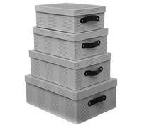 Atmosphera Set de 4 boîtes de Rangement - Waffle - Gris