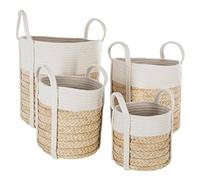 Lot de 4 paniers avec anses en coton Blanc G