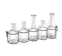 Atmosphera - Set de 5 soliflores - Verre et métal - Transparent