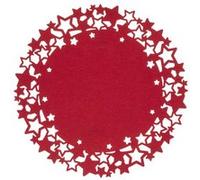 Atmosphera - Set de table de Noël rond motifs étoiles en feutrine Diam. 38 cm - Rouge Rouge G