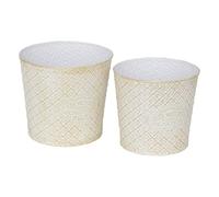 Atmosphera – Cache-pots en métal Tino – Lot de 2 22 cm Blanc