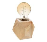 Atmosphera - Socle de Lampe à Poser Bahia en Pin - D 7,5 x H 8 cm, Design Géométrique, Douille E27 - Pour Chevet, Bureau, Salon