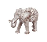 Atmosphera - Statue Eléphant en résine - H. 30 cm - Gris effet blanchi Gris G