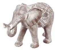 Atmosphera - Statue Eléphant en résine - H. 30 cm - Gris effet blanchi