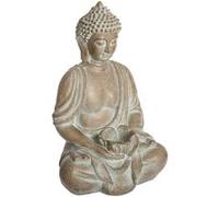 Atmosphera - Statuette de Bouddha Eté Indien - H. 39 cm - Beige effet blanchi - Eté indien Gris G
