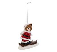 Atmosphera - Sujet Ourson à Ski h.9cm Rouge